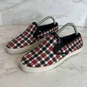 Tilly’s fulltilt red plaid checkered slip on shoes size 9.
